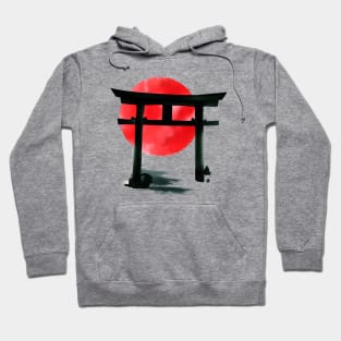 Japanese torii gate sumi e in brush painting Hoodie